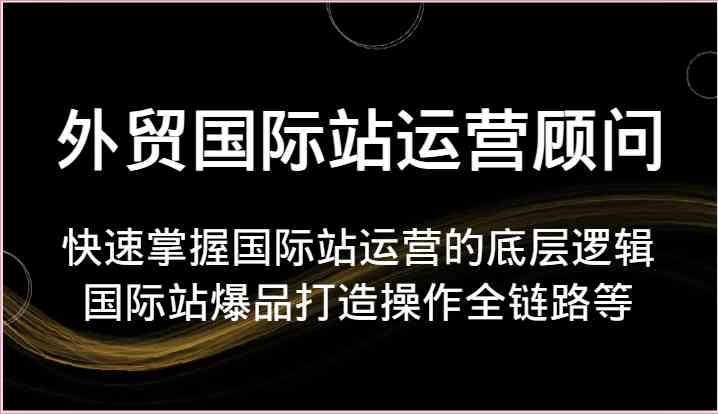 图片[1]-外贸国际站运营顾问-快速掌握国际站运营的底层逻辑，国际站爆品打造操作全链路等-红宝盒创业网创平台