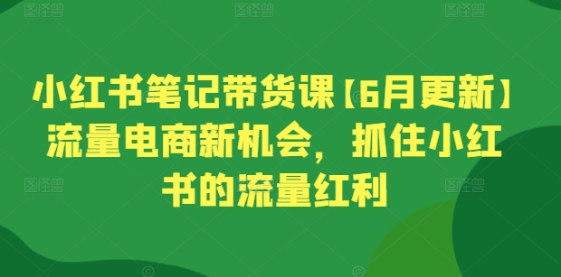 图片[1]-小红书笔记带货课【6月更新】流量电商新机会，抓住小红书的流量红利-红宝盒创业网创平台