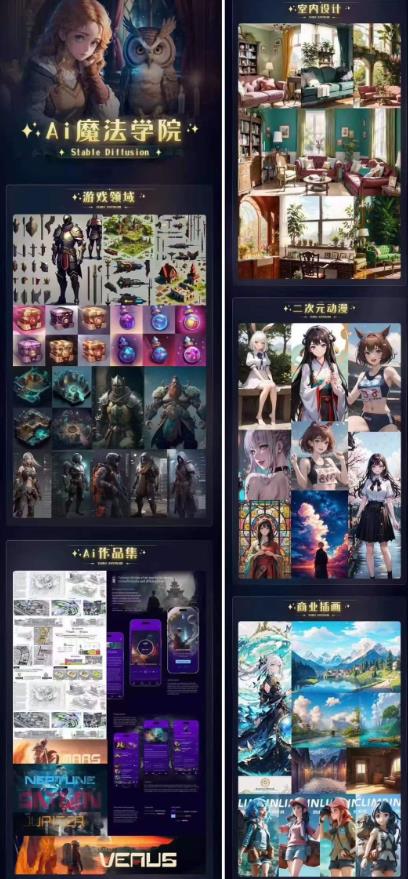 Ai魔法绘画 Stable Diffusion专业课高效辅助Ui/运营作品集0到精通系统课