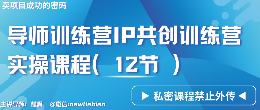 图片[1]-导师训练营3.0IP共创训练营私密实操课程（12节）-卖项目的密码成功秘诀-红宝盒创业网创平台