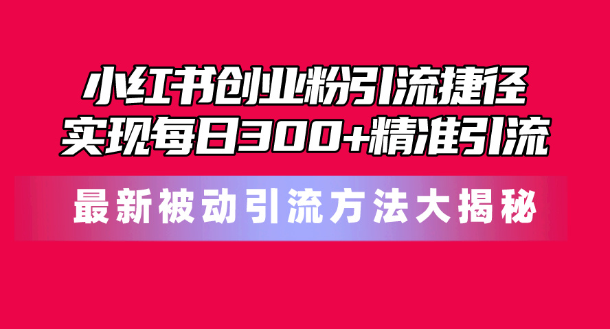 图片[1]-（10692期）小红书创业粉引流捷径！最新被动引流方法大揭秘，实现每日300+精准引流-红宝盒创业网创平台