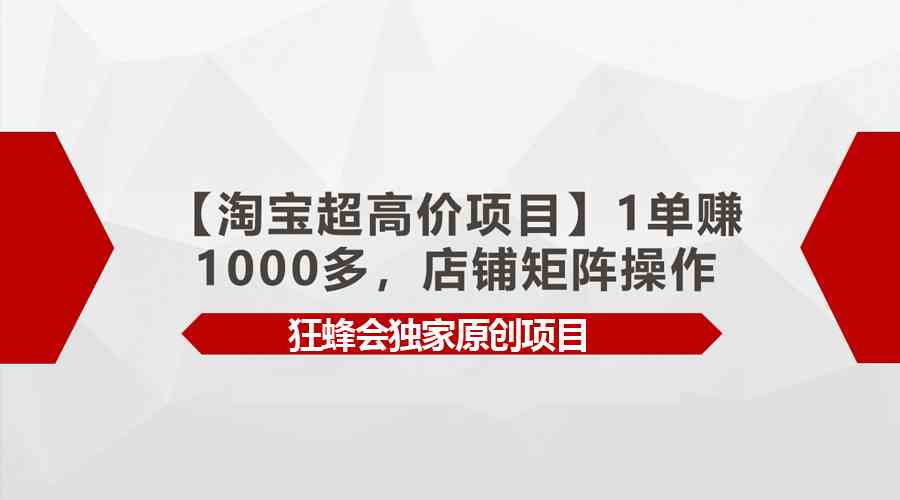 图片[1]-（9849期）【淘宝超高价项目】1单赚1000多，店铺矩阵操作-红宝盒创业网创平台