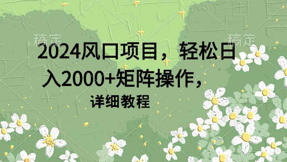 图片[1]-（9652期）2024风口项目，轻松日入2000+矩阵操作，详细教程-红宝盒创业网创平台