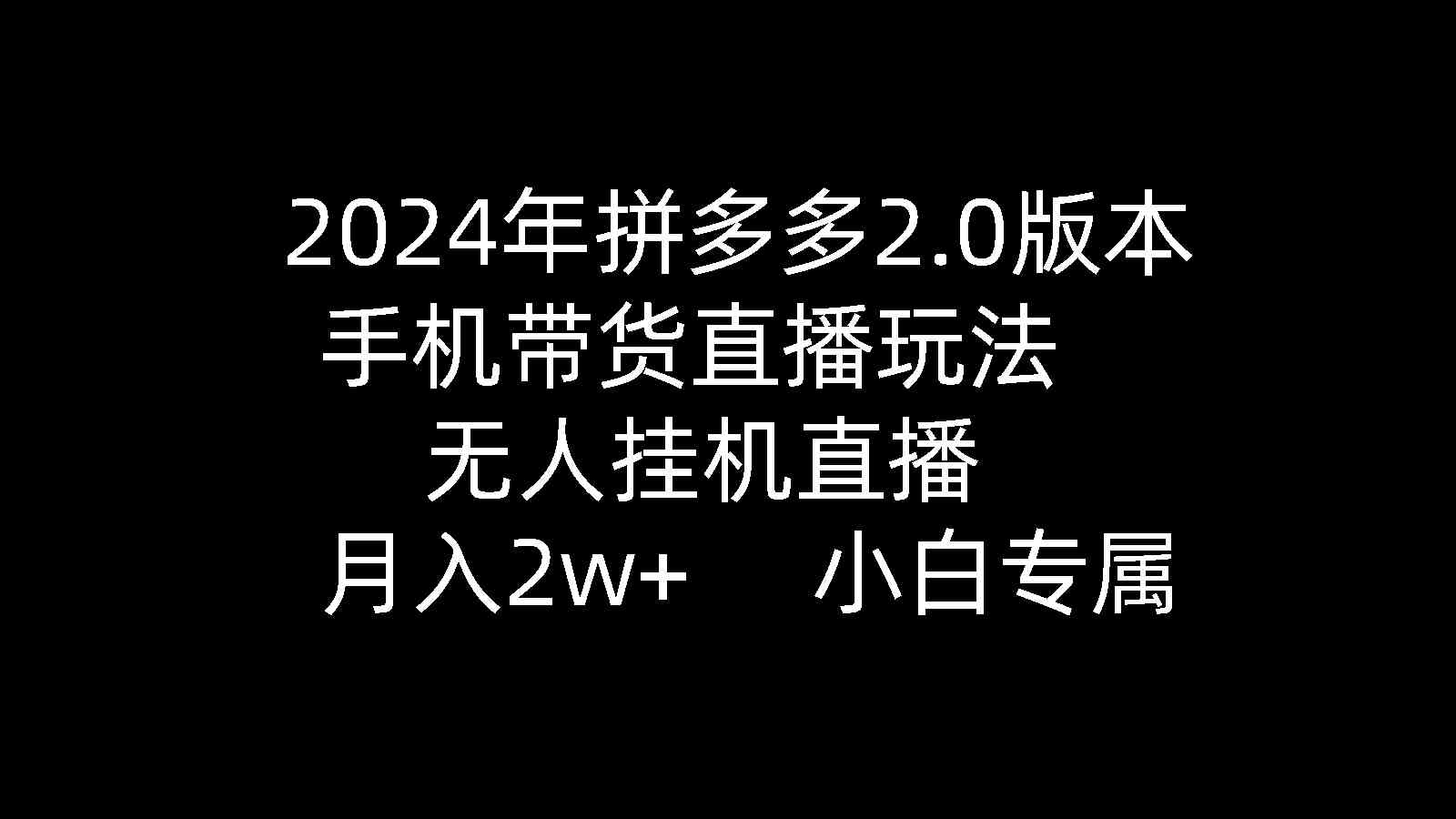 图片[1]-（9768期）2024年拼多多2.0版本，手机带货直播玩法，无人挂机直播， 月入2w+， 小…-红宝盒创业网创平台