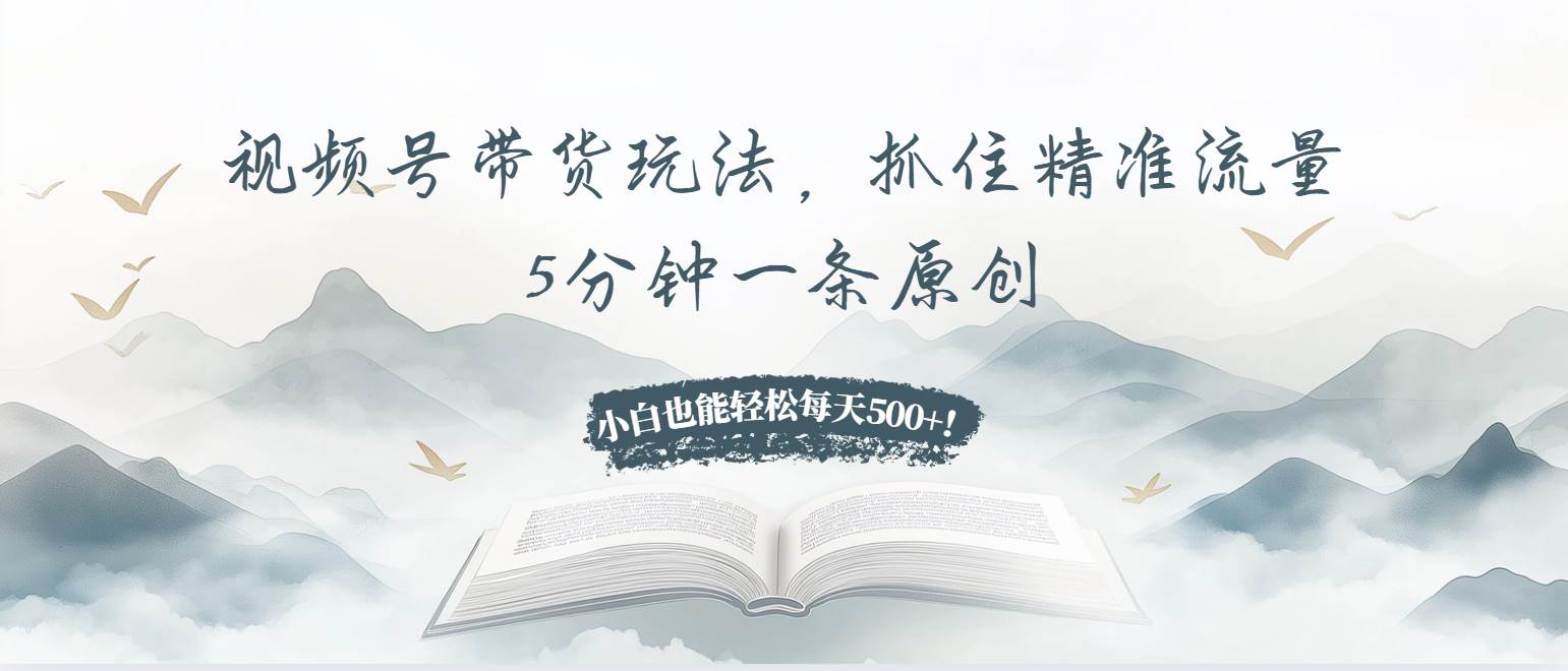 图片[1]-（13492期）视频号带货玩法，抓住精准流量，5分钟一条原创，小白也能轻松每天500+！-红宝盒创业网创平台